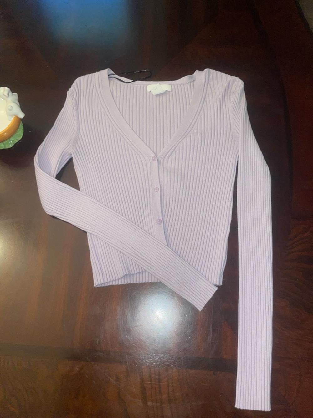 H&M Lavender Ribbed Long Sleeve Button Cardigan